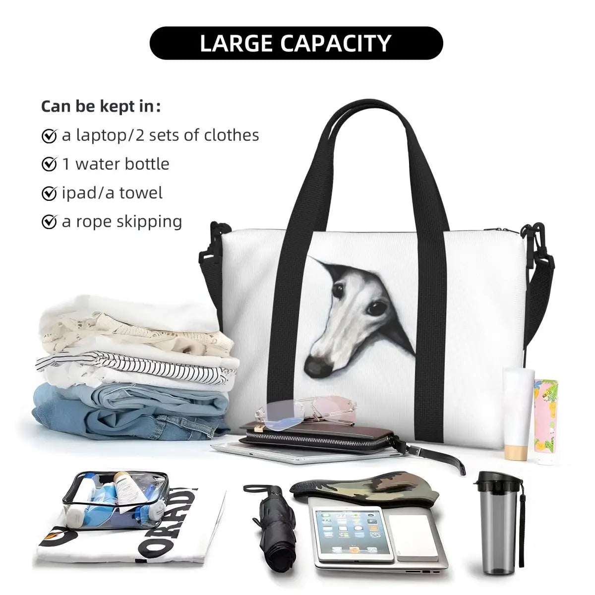 Whippet Kangaskassi - Tilava Tote Bag